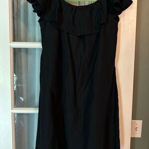 Tommy Bahama Black Ruffle Midi  Dress size Large